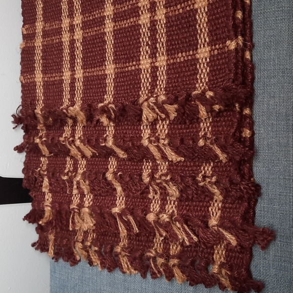 Set 5 Placemats Tablemat Woven Jute Burgundy Wine Tan 12" x 18" - Picture 1 of 5